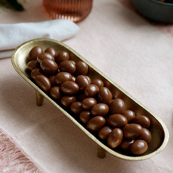 150g bag of milk chocolate coated roasted almonds, made in Melbourne, Australia