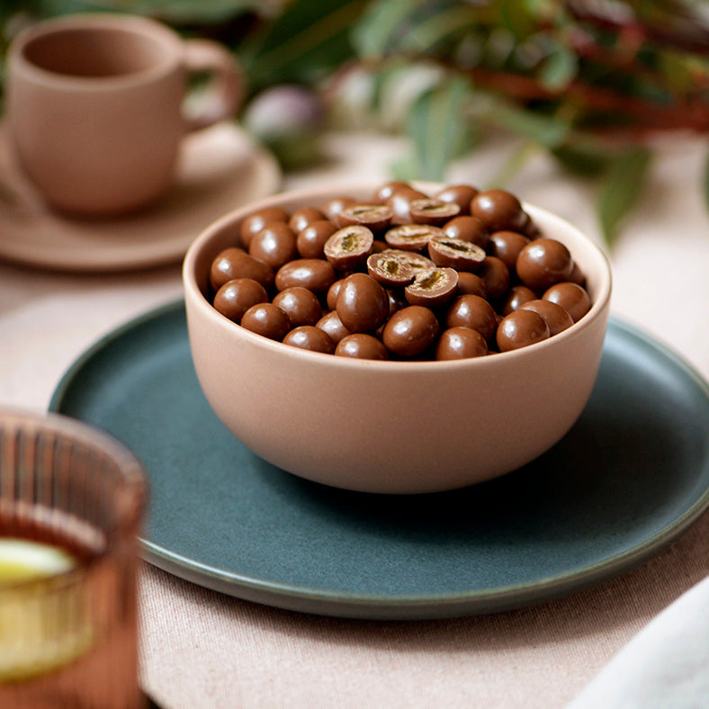 150g bag of milk chocolate coated sultanas, made in Melbourne, Australia