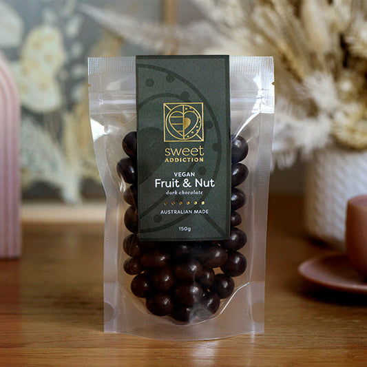 Vegan Dark Chocolate Fruit and Nut, made in Melbourne, Australia