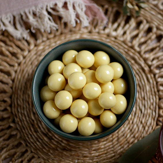 120g bag of white chocolate coated malt balls, Australian made wholesale